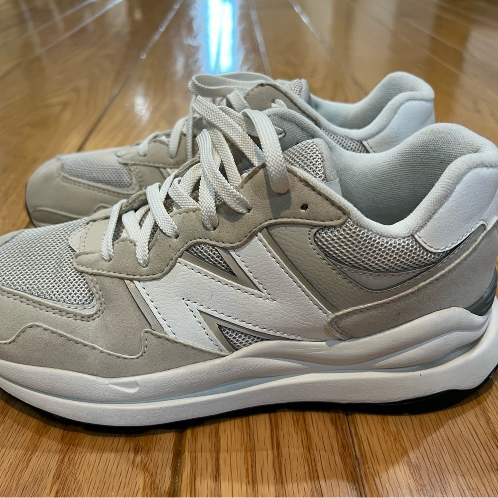 New Balance Tan and White Athletic Shoes